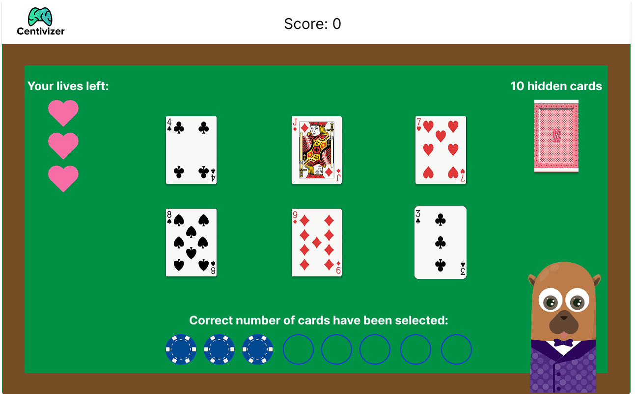 BrainTagger card version game screen